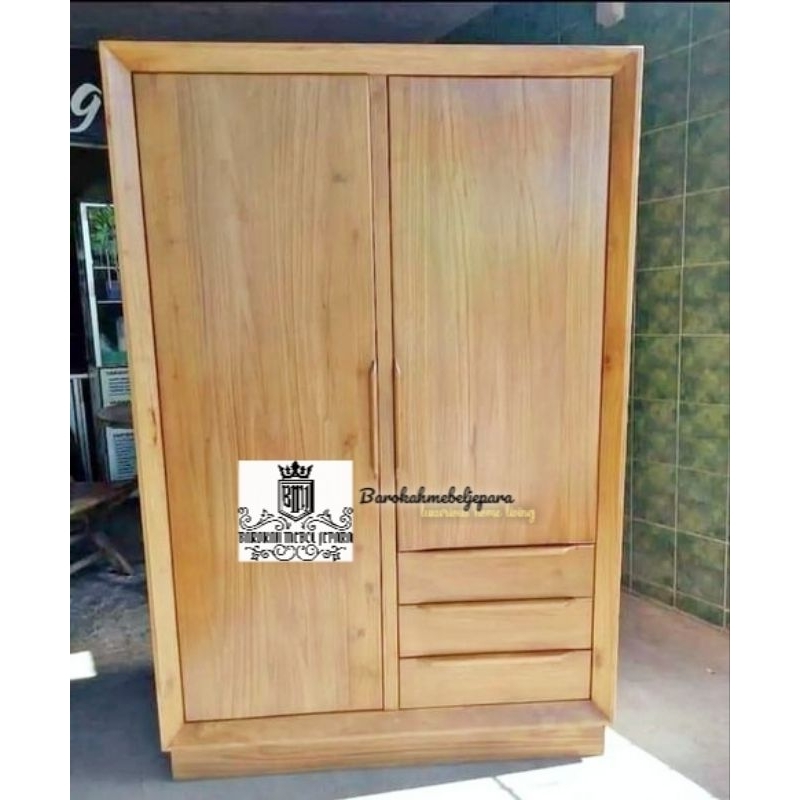 Lemari pakaian minimalis pintu 2 jati / almari baju anak / Lemari pakaian anak kayu jati