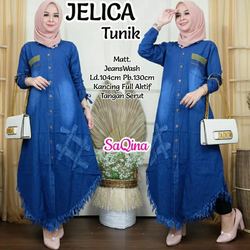 JELICA LONG TUNIK / IR FASHION / TERMURAH / TERLARIS / MODEL SPASSY / MODEL UWAIS / GAMIS SET OUTER 