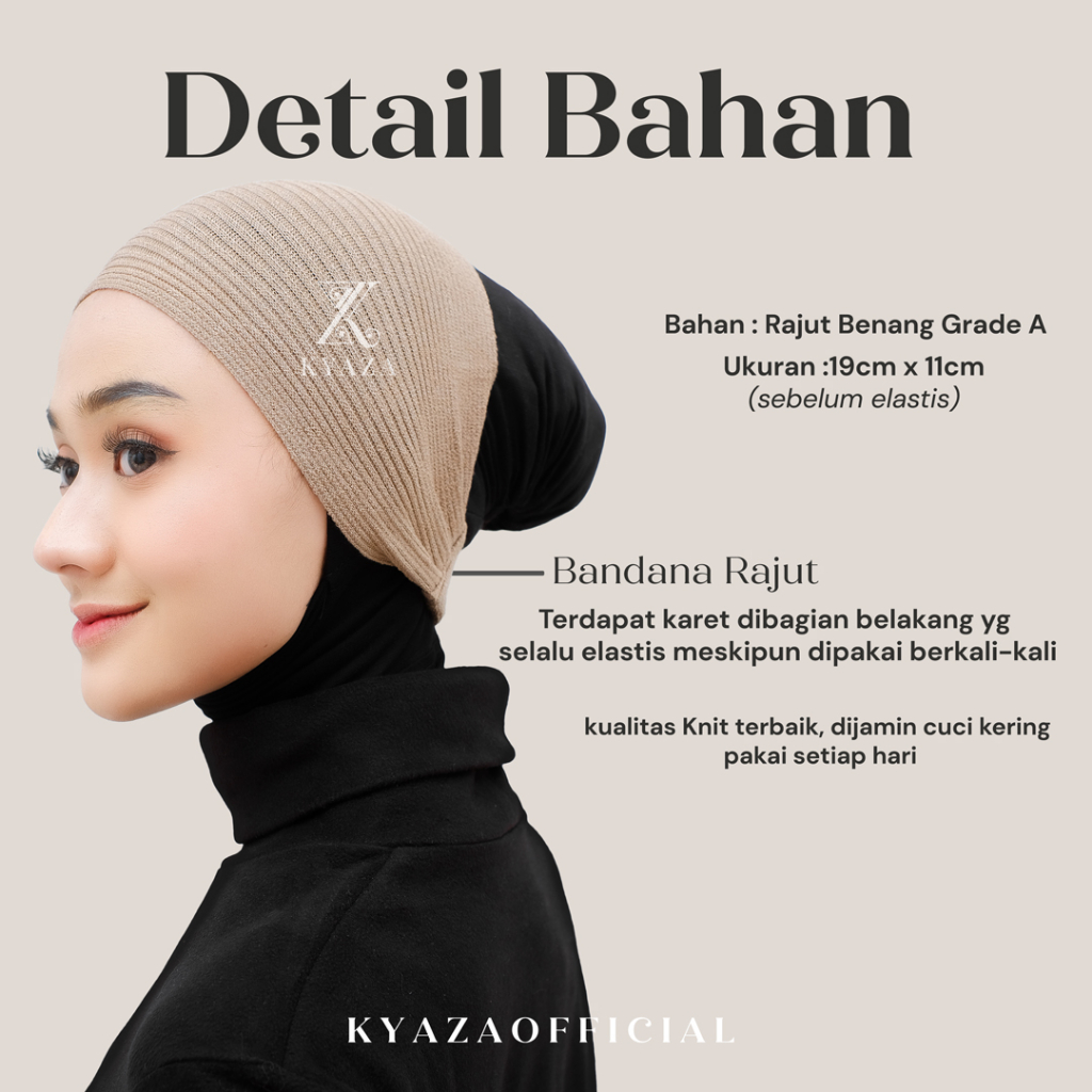 Bandana Karet Rajut/Inner Karet Rajut/Daleman Rajut Premium