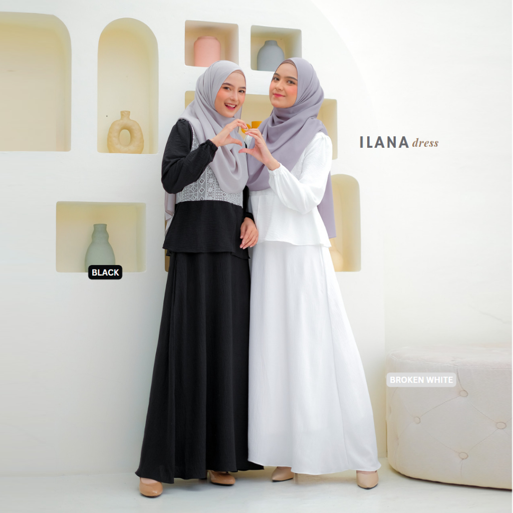 Riskirich Ilana Gamis Cantik Variasi Brukat Katun Premium Terbaru Anti Kusut