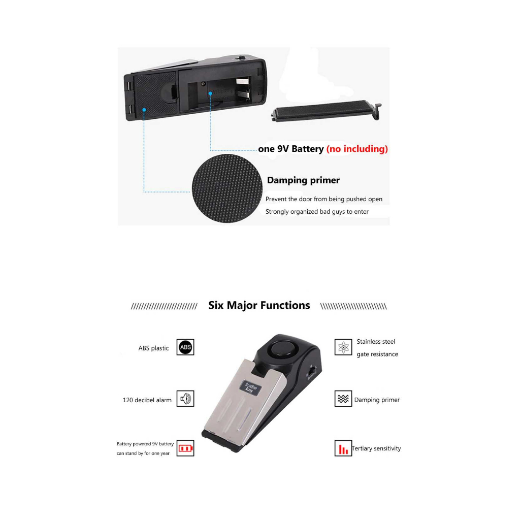 Security Door Stop Alarm Pintu Rumah Anti Theft Maling Ganjal Sumbat