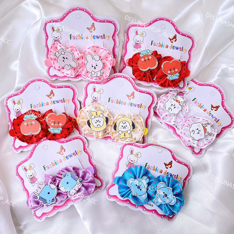 DELUNASHOP JEPIT RAMBUT ANAK SET 2PCS BUNGA WARNA PASTEL /JEPITAN RAMBUT ANAK/JEPIT PONI ANAK PASANG KECIL