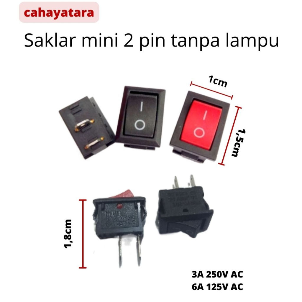 Saklar MINI 2 Pin Tanpa Lampu / Rocker Switch Mini 2pin ( tanpa lampu )