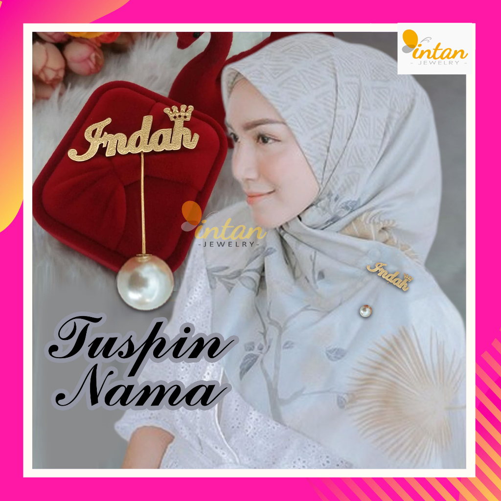 Tuspin Hijab Nama Mutiara Premium Anti Karat Peniti Tusuk Jarum Ring Jilbab Bros Bross Brooch Dagu P
