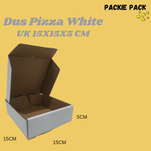 

Kardus Packing/Dus Box Pizza Diecut ukuran 15x15x5 cm Putih (Pembelian min 10pcs)