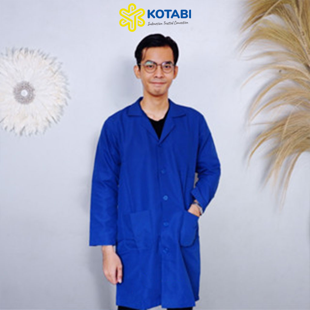 KOTABI - Jas lab, Jas Laboratorium Lengan Panjang Biru Benhur, Baju Laboratorium