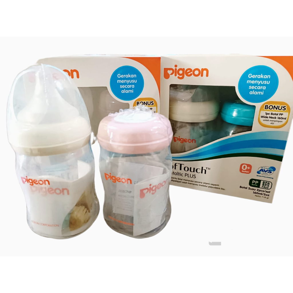 [BOX ISI 2] PIGEON Botol Peristaltic Plus Wide Neck 160ml FREE Botol ASI PP 160 ml