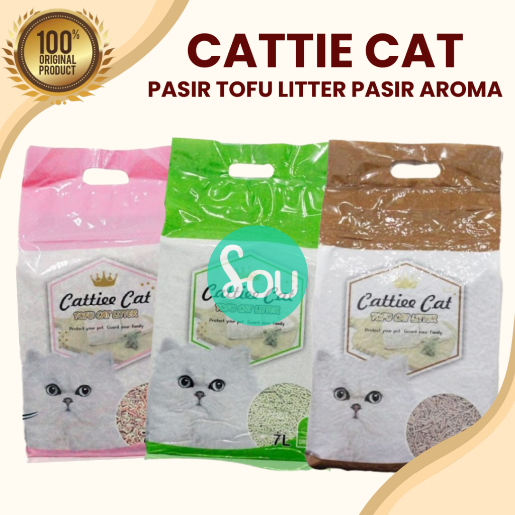 Pasir Tofu Cat Litter Cattiee Cat 7 Liter Bubble Gum Pasir Anti Bau Kotoran