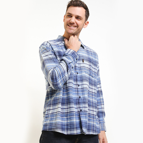Brand Revolution - Kemeja Flanel Lengan Panjang Pria Reguler Sonefeld Blue