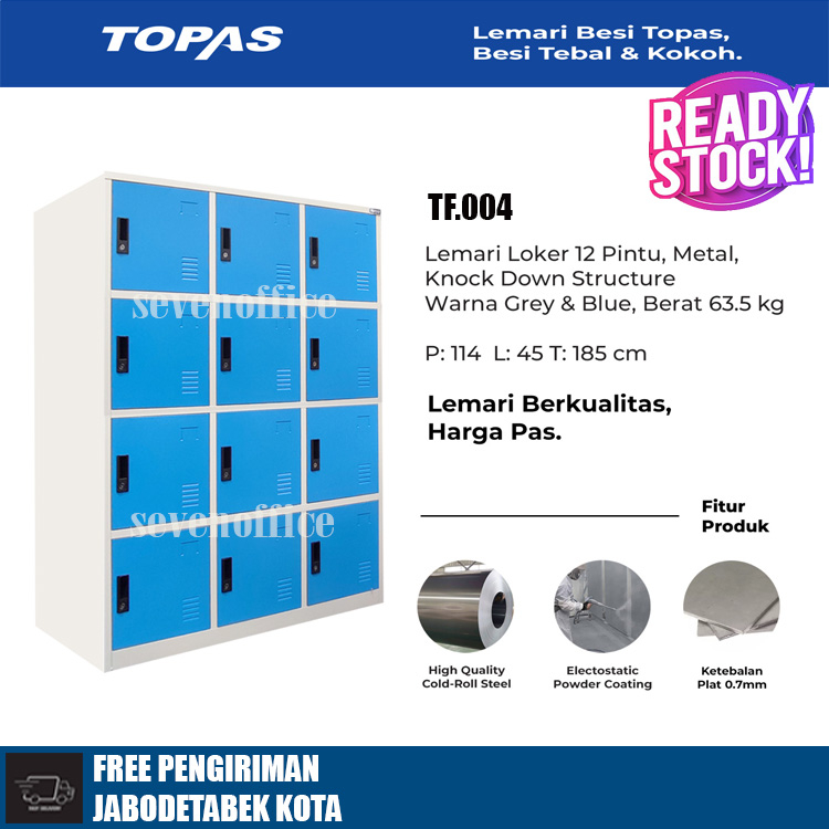 Lemari Besi Topas TF 004 / Loker Sepatu Dan Sandal / Loker 12 Pintu