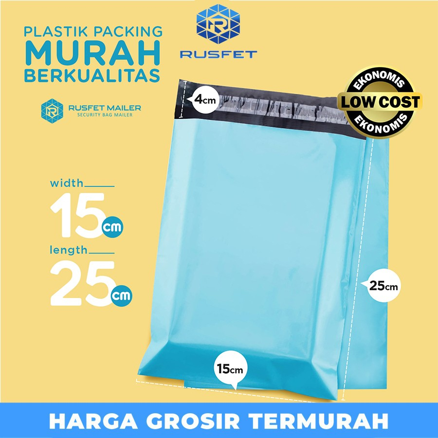 Plastik Polymailer Pack LOW COST Amplop Polimailer Blue Rusfet 15x25cm