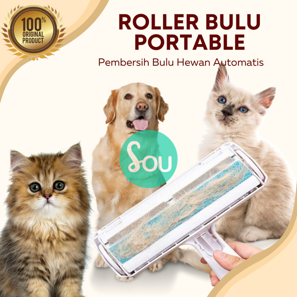 Roll Pembersih Bulu Hewan Kucing Anjing Debu di Baju Pakaian Kasur Perekat Roller Bulu Bisa dibersihkan