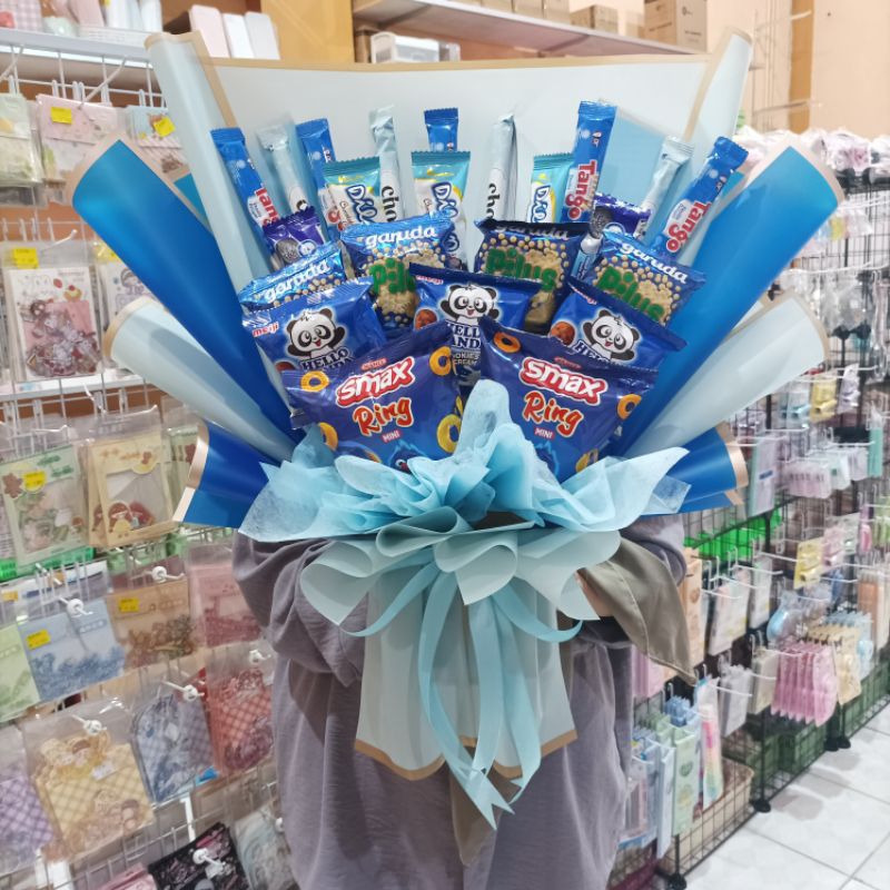 

KIANDAA (order H-1) BUKET SNACK bouquet gift wisuda sempro seminar hadiah hari guru perpisahan anak buket makassar