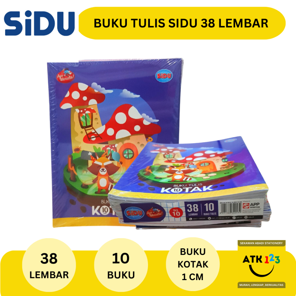 Buku Tulis SIDU Buku Sinar Dunia Buku Tulis Garis Kotak Halus 38 Lembar (1 PAK = 10 BUKU)