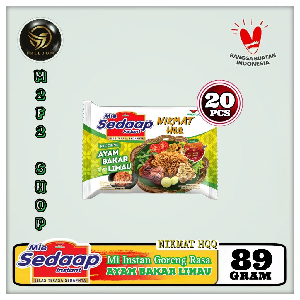 

Mie Sedaap Instant Goreng Ayam Bakar Limau Nikmat HQQ | Bag - 89 gr (Kemasan 20 Pcs)