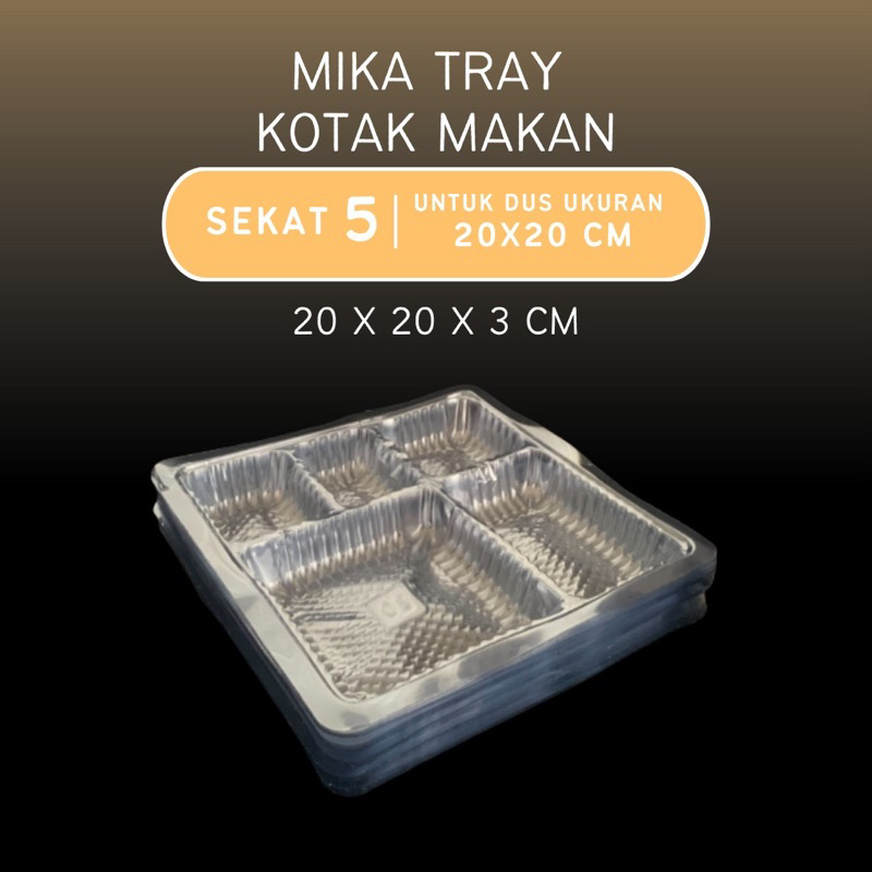 (100 PCS) MIKA NASI KOTAK 20X20 CM SEKAT 5 / MIKA DUS NASI (R10K) UKURAN 20X20CM