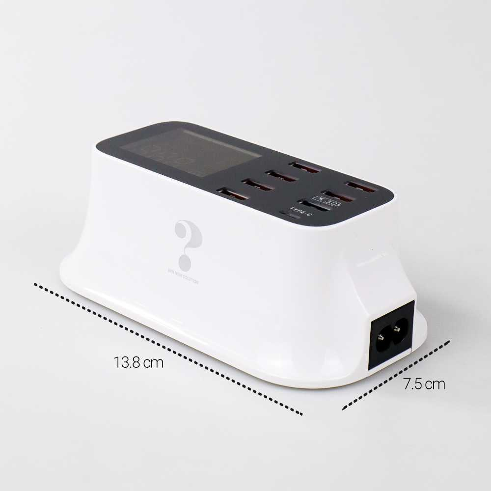 USLION Charger USB Station USB Type C + Type A 8 Port LED Display - YC-CDA19Q