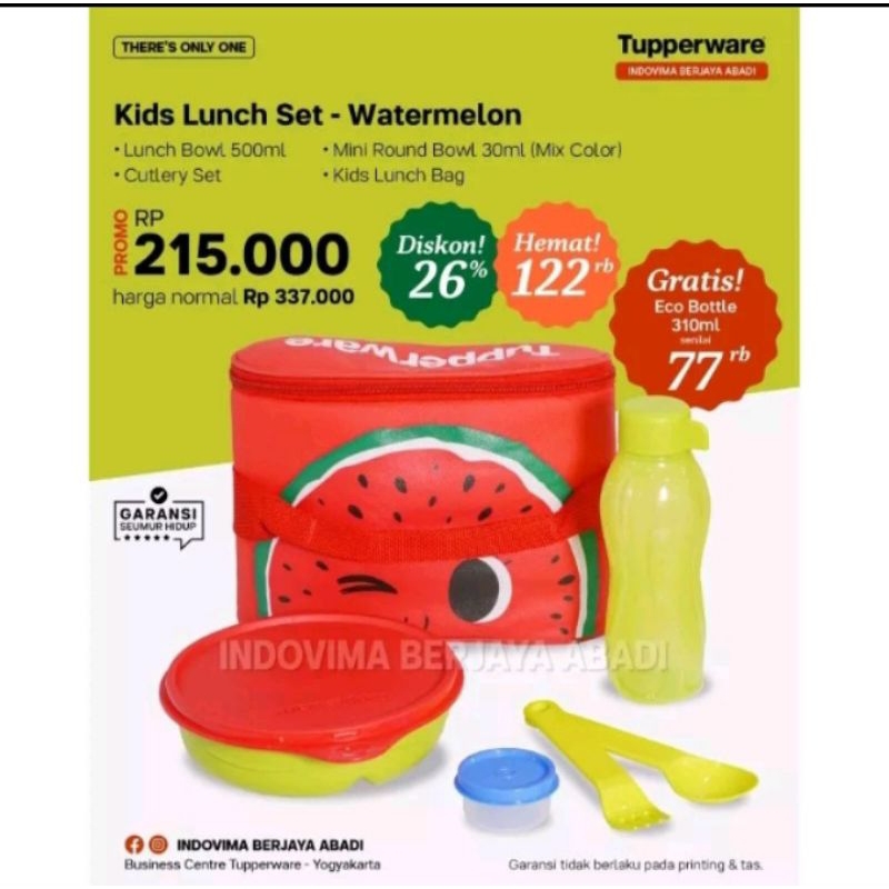 kids lunch set watermelon apple tupperware kotak bekal makan anak TK SD tupperware