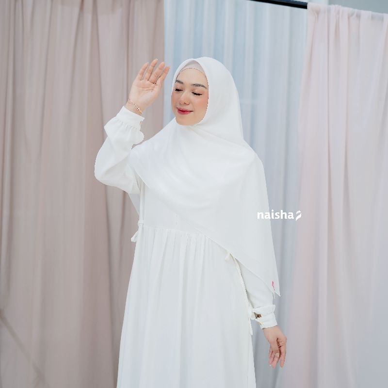 Gamis lebaran putih broken white premium full furing | dress putih tidak nerawang | gamis ramadhan | gamis putih tidak nerawang | gamis tali | dress simple | gamis | gamis premium | gamis putih idul fitri gamis lebaran gamis idul fitri hari raya