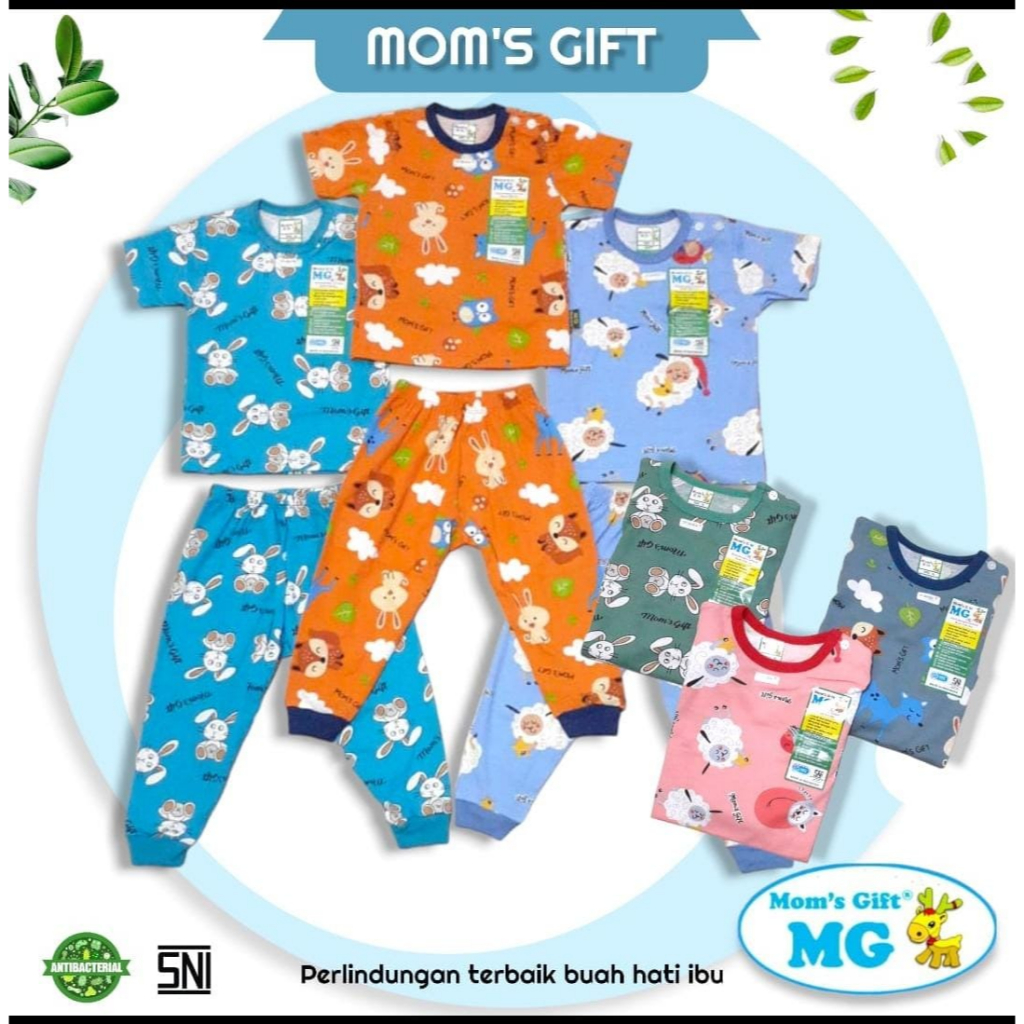 MOM'S GIFT Setalan Baju Pendek Celana Panjang Motif Full Print Uk S, M, L, XL, SNI