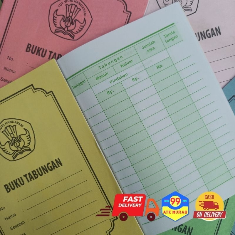 Buku TABUNGAN Warna 8Lembar/Buku Menabung/Kertas Tabungan
