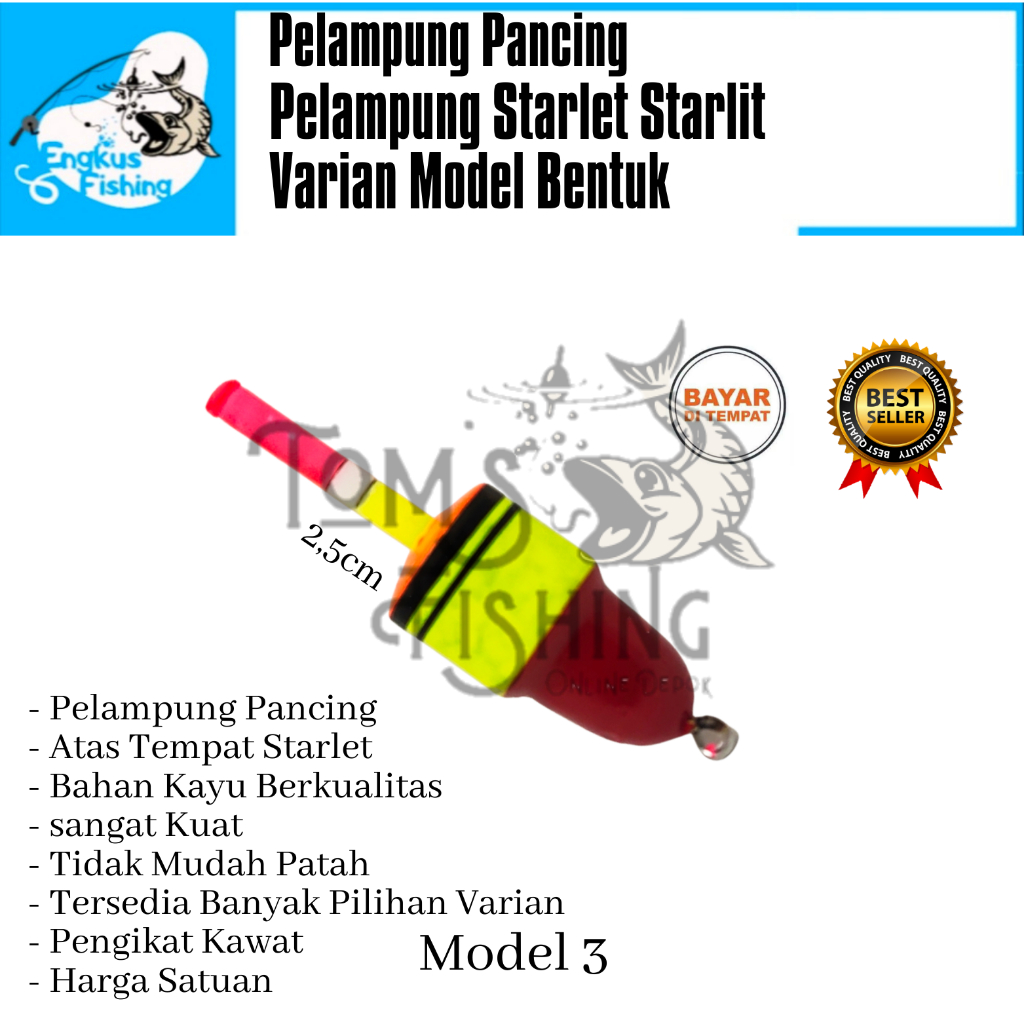 Pelampung Pumbul Pancing Starlite Kayu Pendek / Panjang Varian Model Bentuk Murah - Engkus Fishing