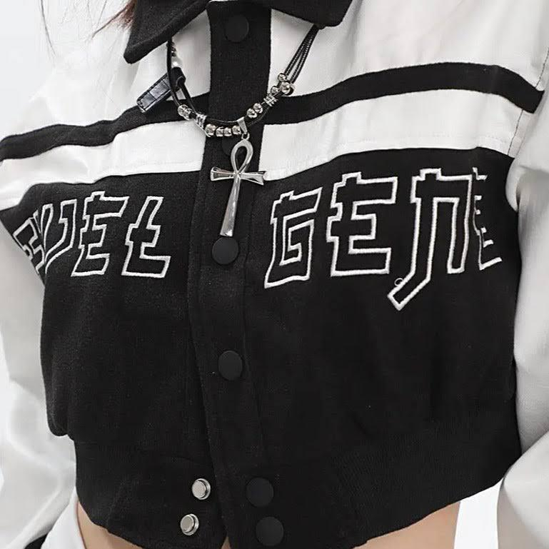 JAKET CROP WANITA | Y2K CROOPE KOREAN VARSITY