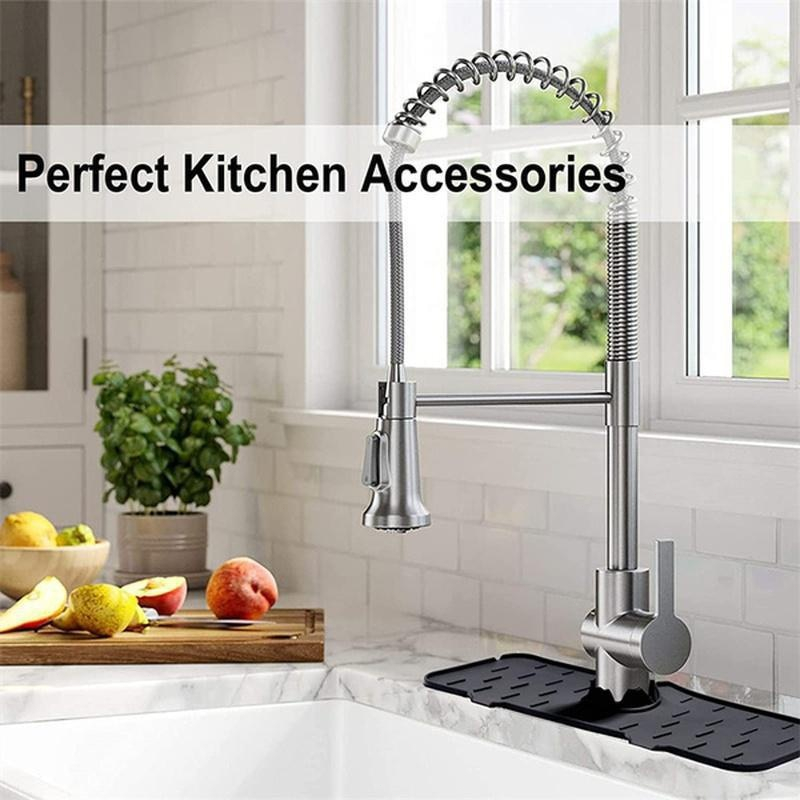 Kitchen Sink Faucet Handle Drip Catcher Silicone Mat Tray Washable