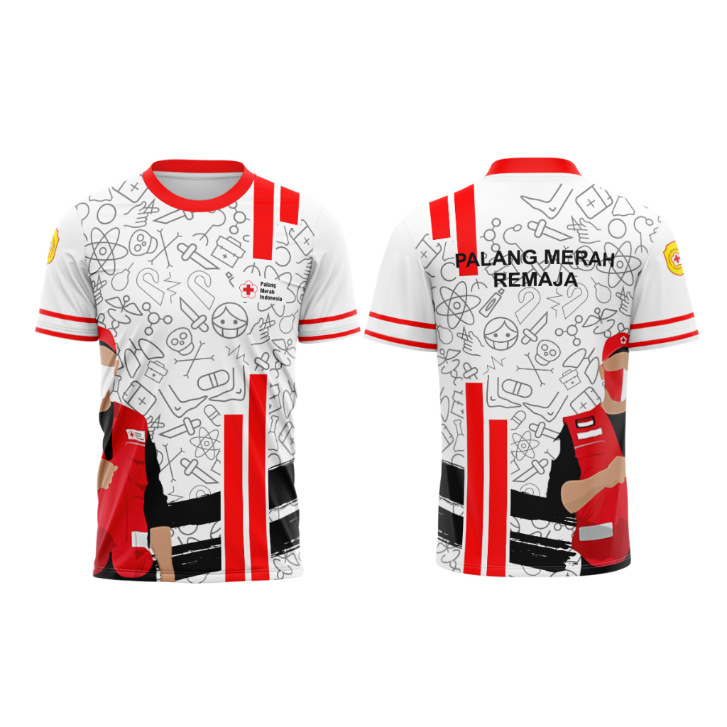Baju Kaos Pria Dewasa PMI PMR Terbaru Lengan Pendek Panjang Fullprint Sublime 01