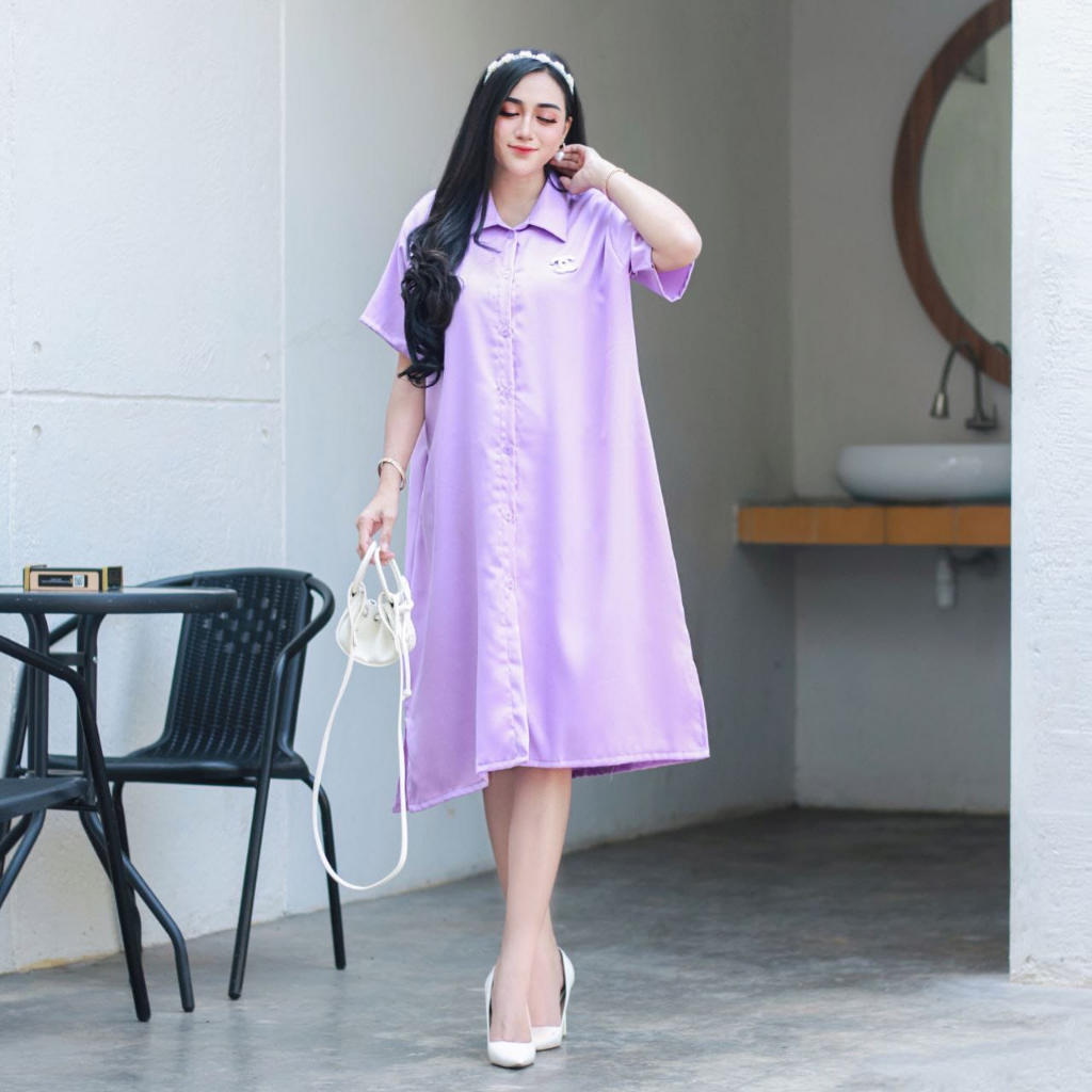 Atasan wanita dress casual polos soft colour ukuran M L XL XXL termurah