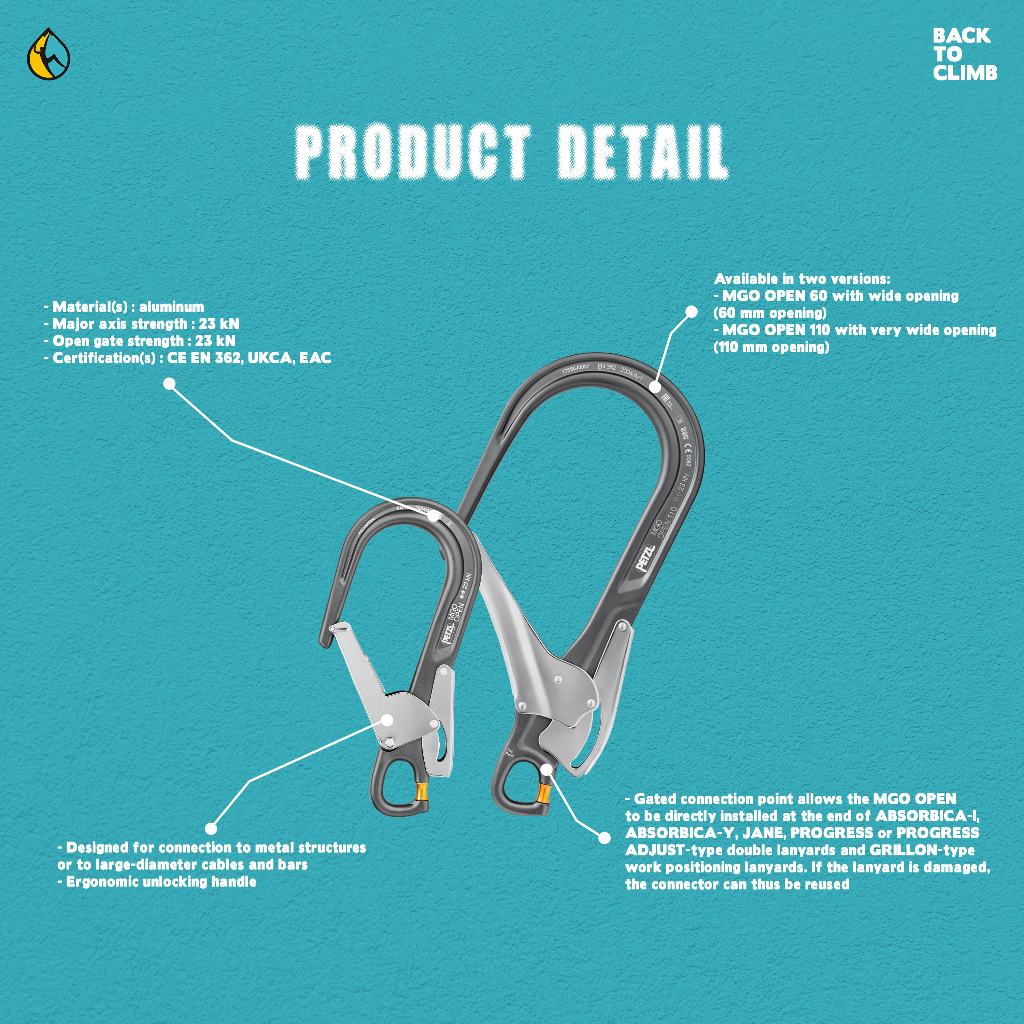 Petzl MGO Open Connector for Safety Working at Height