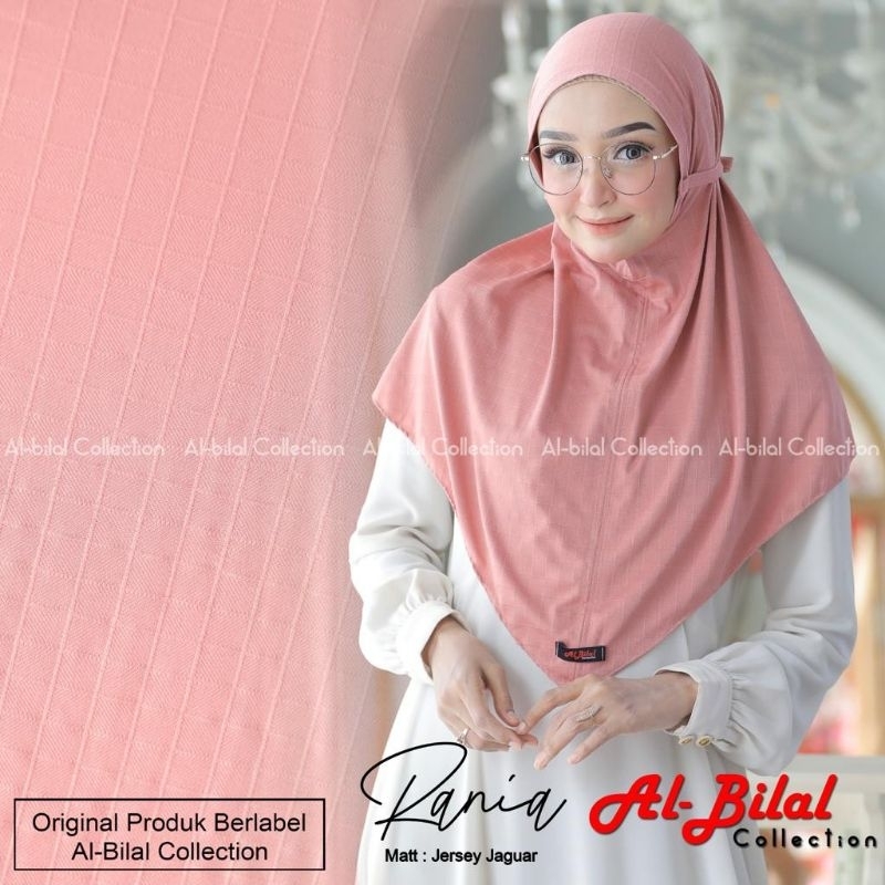 (Al Bilal Hijab) RANIA •jilbab instan jersey jaaguuar•bergo instan non pad motif