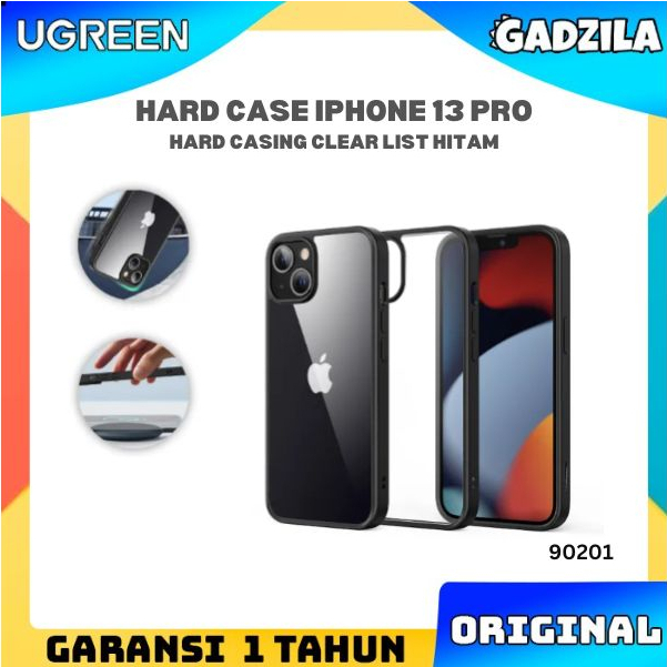 UGREEN Protective Hard Case Clear List Hitam Casing For iPhone 13 Pro Bening List Hitam 90201