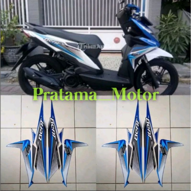 striping beat esp Putih biru 2018 - sticker beat Esp
