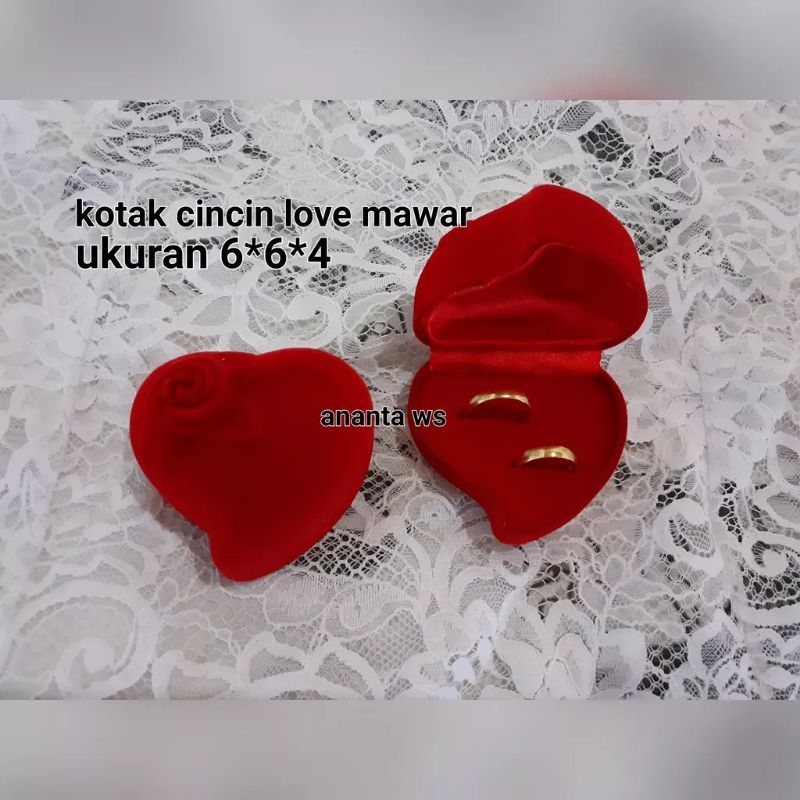 Kotak Cincin Bahan Beludru untuk 2 cincin