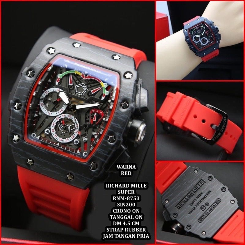 [COD] Jam Tangan Pria Fashion RM Chrono Aktif Strap Rubber