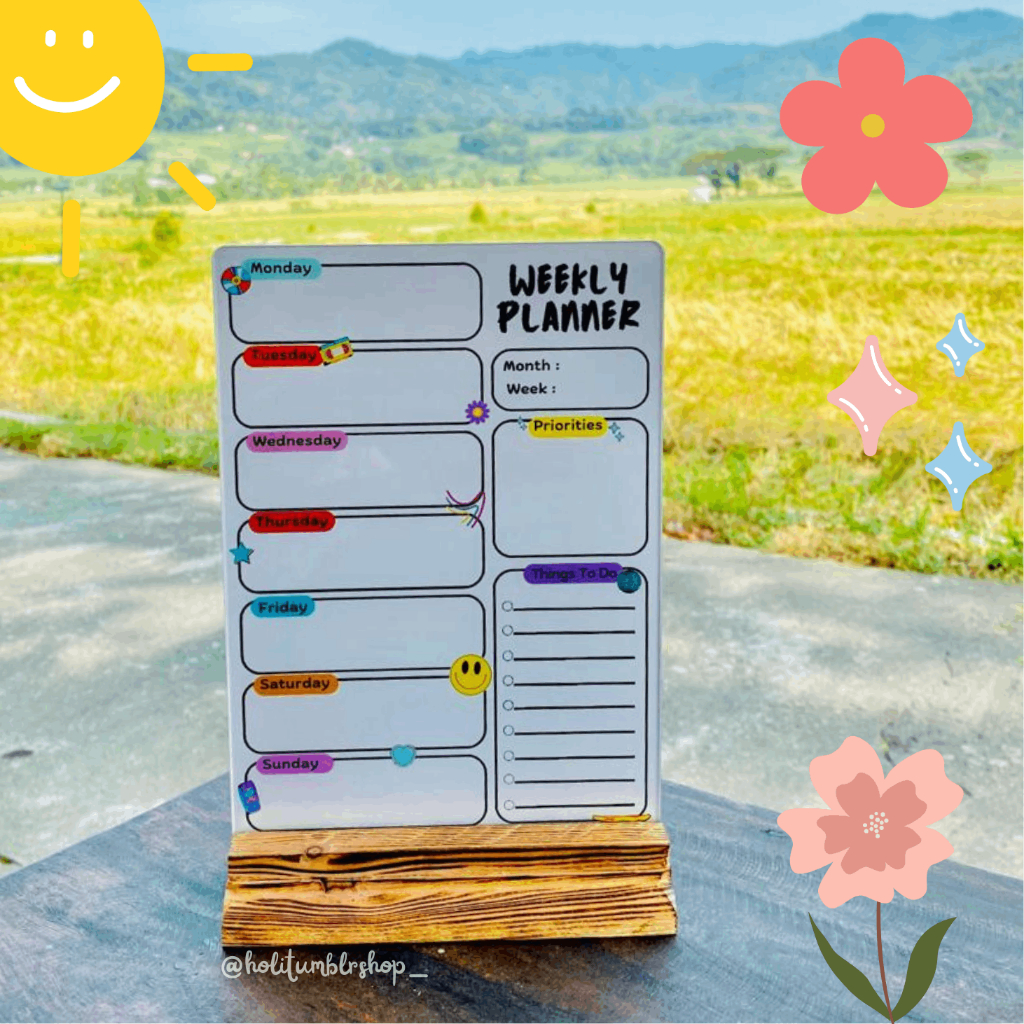 

Estetik Schedule Board| Acrylic Note Board/ Acrylic Planner/ Acrylic Wooden Stand