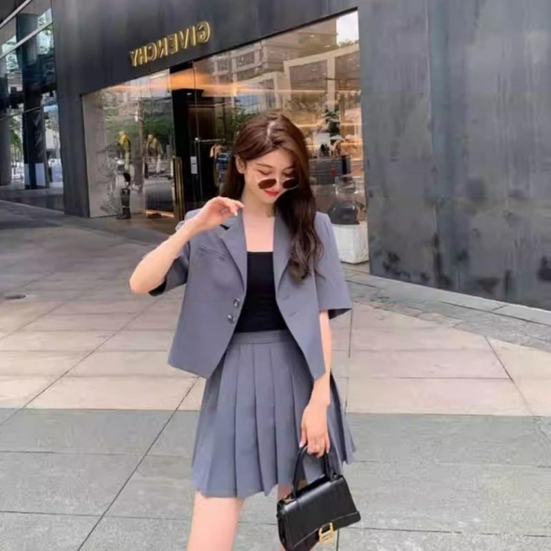 MDLV ~ 5825# Starla Blazer Skirt 2pcs Set Korea Premium