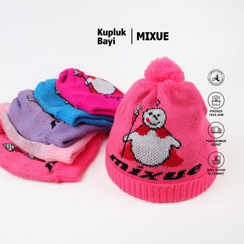 Topi Kupluk Bayi Tebal Bordir Mixue