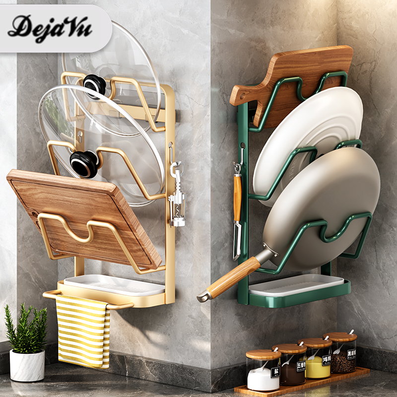 Dejavu Rak Dapur Tutup Panci Susun Gantung Rak Dapur Stainless Steel Holder Organizer Tutup Wajan Te