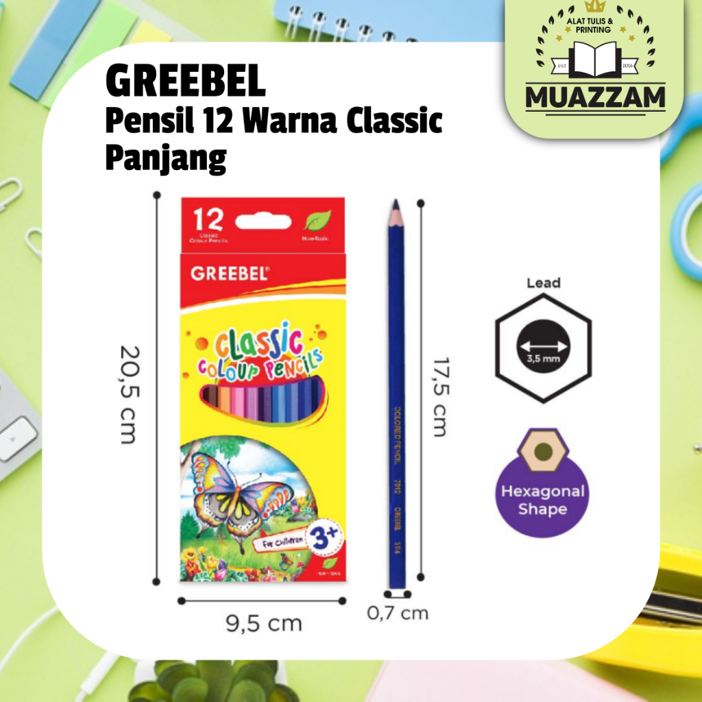 

GREEBEL Classic Pensil 12 Warna Panjang