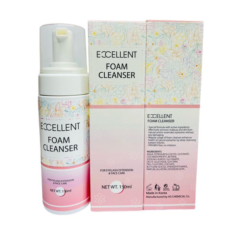 EXCELLENT FOAM CLEANSER FOR EYELASH EXTANSION &amp; FACE CARE 150ML
