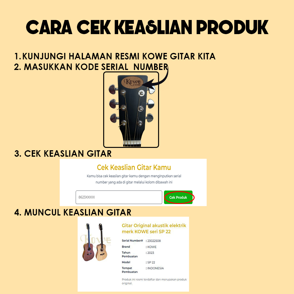 Gitar Akustik Elektrik Prener LC KOWE Guitar Seri NR 51 NA/NS Original Ukuran 3/4