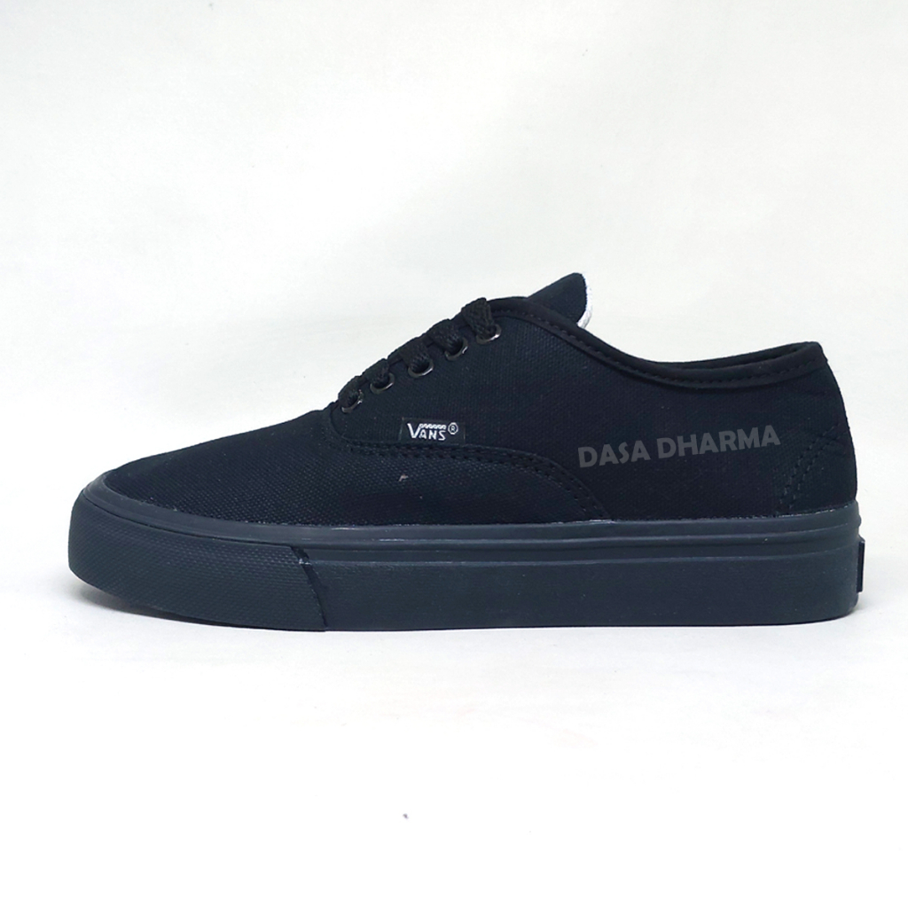 Sepatu Vens Pria Authentic Hitam Polos Sneakers Canvas Sekolah Size 36 - 43