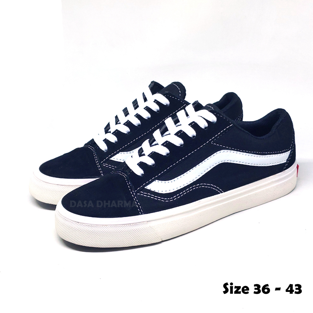 Sepatu Vens Pria Old Skool Hitam Krem Sneakers Canvas Sekolah Size 36 - 43