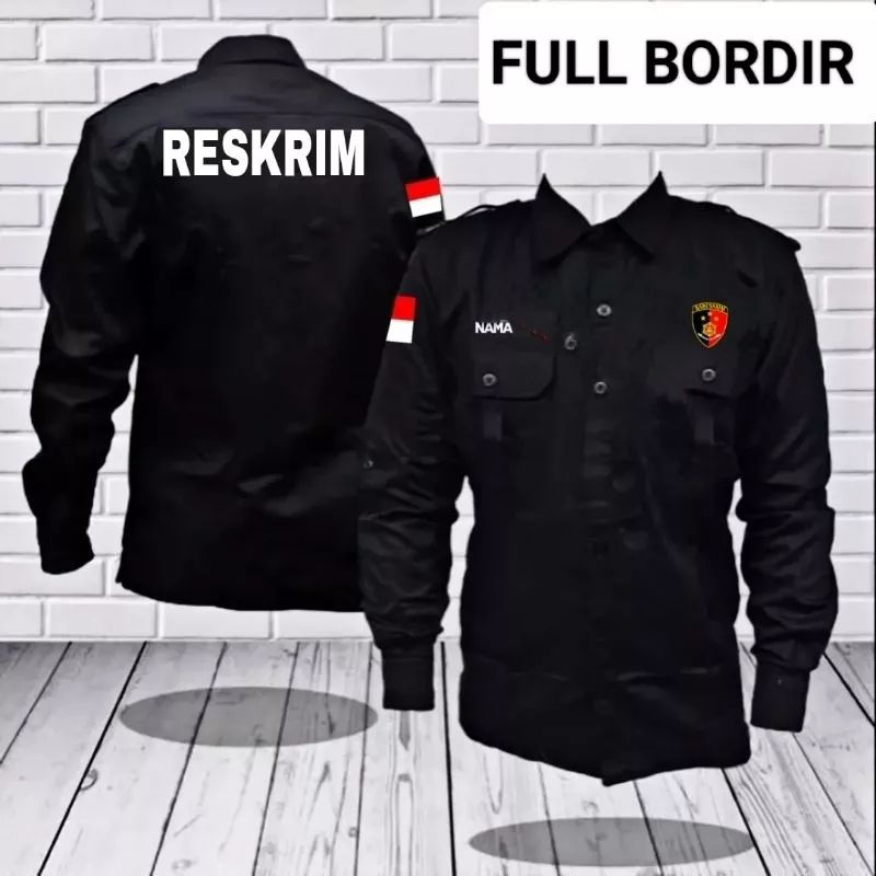 KEMEJA RESKRIM BORDIR || SERAGAM RESKRIM BORDIR || BAJU RESKRIM BORDIR