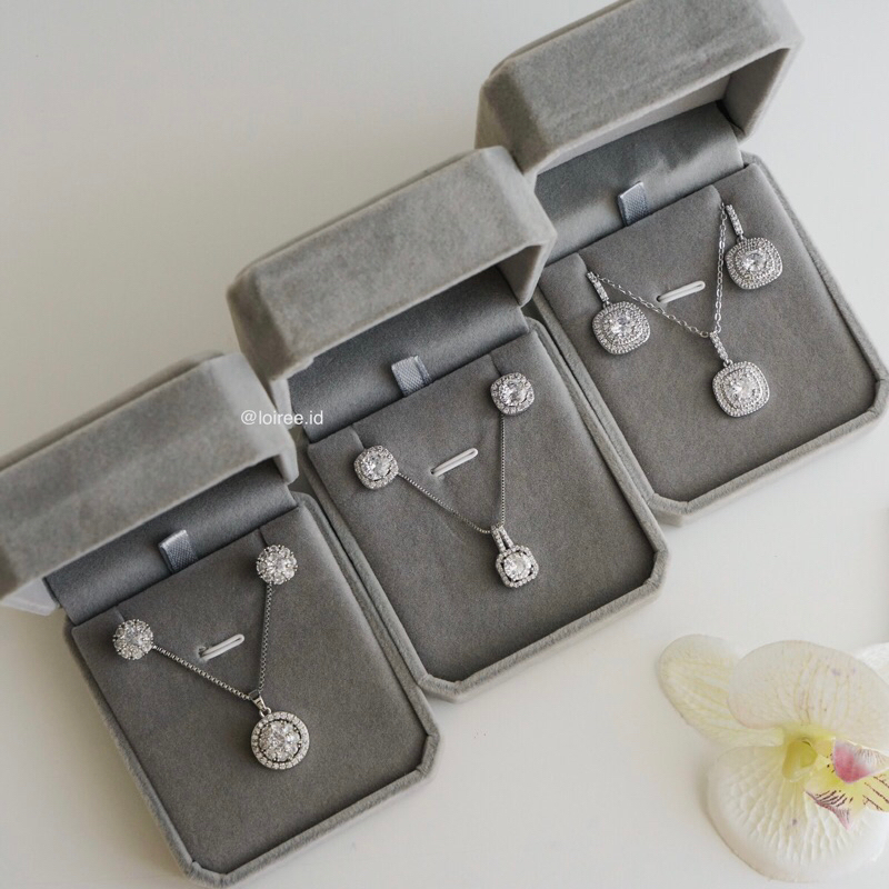 Wedding Necklace &amp; Earrings Set - Zirconia Jewelry Set / Set Kalung Anting / Set Perhiasan Wanita