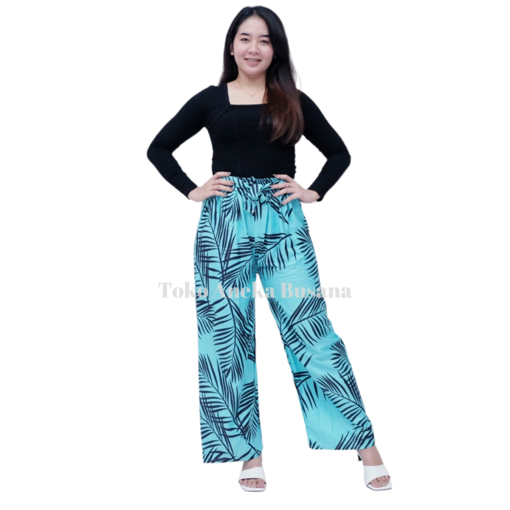 Celana Tidur Kulot Panjang Motif Love Bahan Rayon