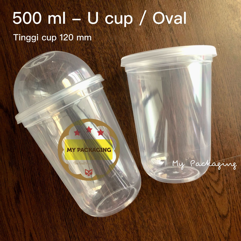 Gelas Cup PP Injection 500ml 16oz U Cup OVAL 16 oz 500 ml