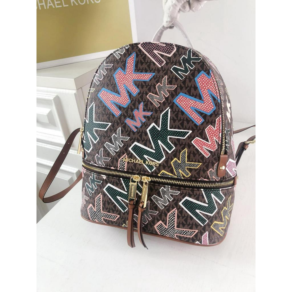 M-K 019 New Backpack Backpack Old Flower Color Block  beibao